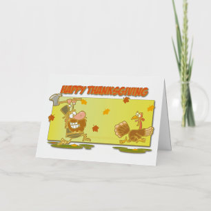 SlipperyJoe's Thanksgiving grappige laat pelgrim r Folie Feestdagenkaart