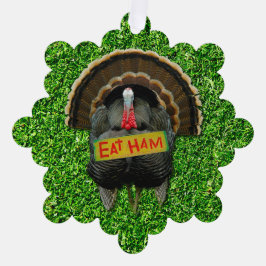 SlipperyJoe's Thanksgiving kalkoengras eten ham co Ornament Kaart