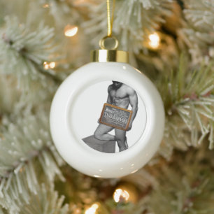 SlipperyJoe's Thanksgiving man, hete zes-pack buis Keramische Bal Ornament