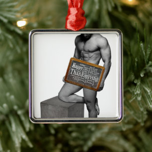 SlipperyJoe's Thanksgiving man, hete zes-pack buis Metalen Ornament