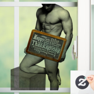 SlipperyJoe's Thanksgiving man, hete zes-pack buis Raamsticker