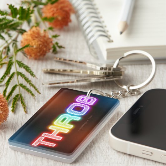 SlipperyJoe's throb regenboogachtige gradiënt dik  Sleutelhanger (Voorkant Rechts)