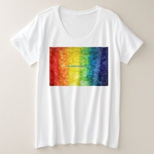 SlipperyJoe's tie-dye vlag regenboog ingedrukt in  Grote Maat T-shirt
