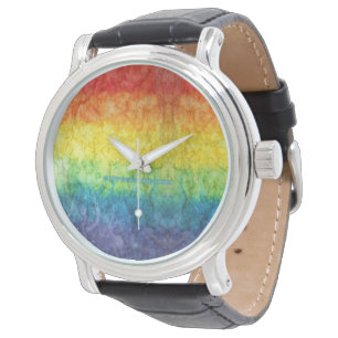 SlipperyJoe's tie-dye vlag regenboog ingedrukt in Horloge