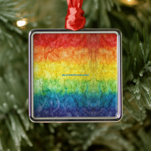 SlipperyJoe's tie-dye vlag regenboog ingedrukt in  Metalen Ornament