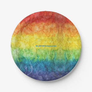 SlipperyJoe's tie-dye vlag regenboog ingedrukt in Papieren Bordje