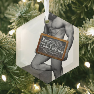 SlipperyJoe's traditionele Thanksgiving gespierde  Glas Ornament