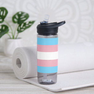SlipperyJoe's transgender trotskleurenvlag zichtba Waterfles