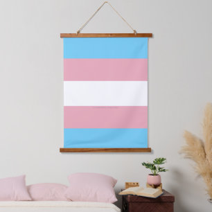 SlipperyJoe's transgender trotskleurvlag zichtbaar Hangend Wandkleed