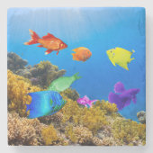 SlipperyJoe's tropische groene blauwpil Stenen Onderzetter (Voorkant)