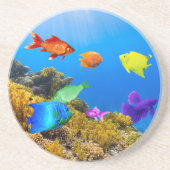 SlipperyJoe's tropische groene blauwpil Zandsteen Onderzetter (Voorkant)