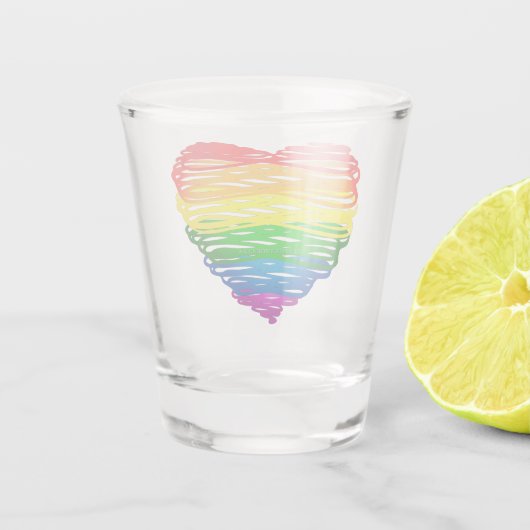 SlipperyJoe's trots gekrabbeld hart vorm tekening Shot Glas (Achterkant)