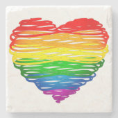 SlipperyJoe's trots gekrabbeld hart vorm tekening Stenen Onderzetter (Voorkant)