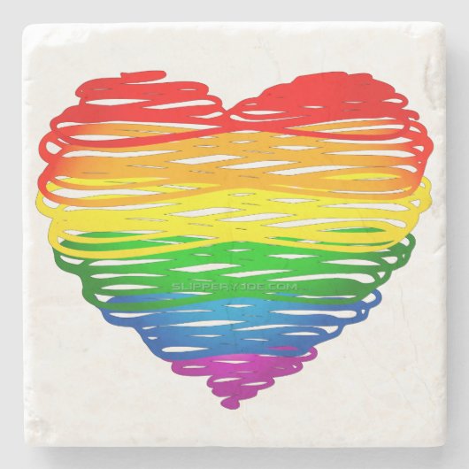 SlipperyJoe's trots gekrabbeld hart vorm tekening Stenen Onderzetter (Voorkant)