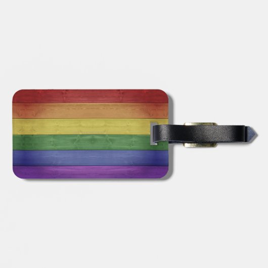 SlipperyJoe's trots houten vlag horizontale regenb Bagagelabel (Achterkant horizontaal)