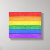 SlipperyJoe's trots houten vlag horizontale regenb Canvas Afdruk (Voorkant)