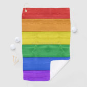 SlipperyJoe's trots houten vlag horizontale regenb Golfhanddoek (Insitu)