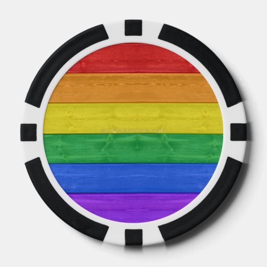 SlipperyJoe's trots houten vlag horizontale regenb Poker Chips (Voorkant)