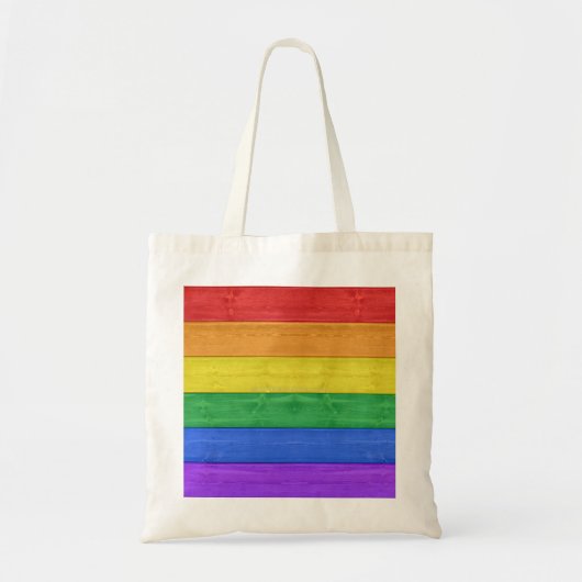 SlipperyJoe's trots houten vlag horizontale regenb Tote Bag (Voorkant)