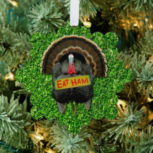 SlipperyJoe's trotse kalkoen eet ham rode lel hang Ornament Kaart
