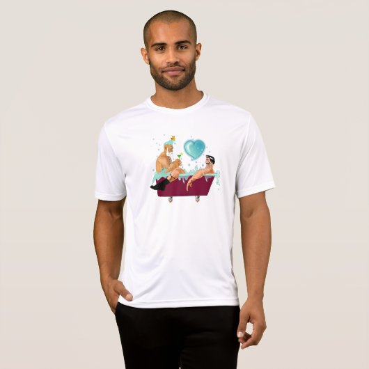SlipperyJoe's twee homoseksuele mannen houden van T-shirt (Voorkant volledig)