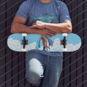 Slipperyjoe's twee superhelden kussen karakters f skateboard