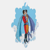 SlipperyJoe's twee superhelden zoenen vliegende au Ornament Kaart (Rechts)