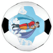 SlipperyJoe's twee superhelden zoenen vliegende au Voetbal (Gedraaid)