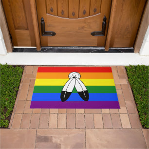SlipperyJoe's two-spirit trotsky-vlag Inheemse sym Deurmat