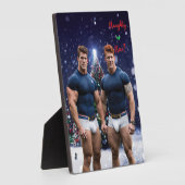 SlipperyJoe's versierde besneeuwde kerstboom Fotoplaat (Zijkant)