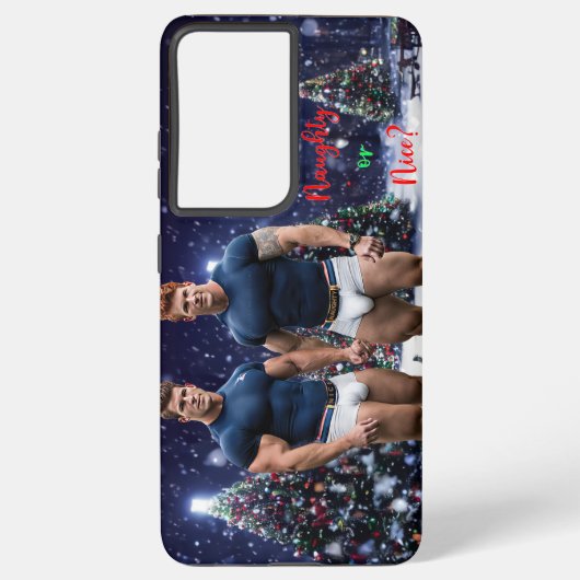 SlipperyJoe's versierde besneeuwde kerstboom Samsung Galaxy Hoesje (Achterkant)