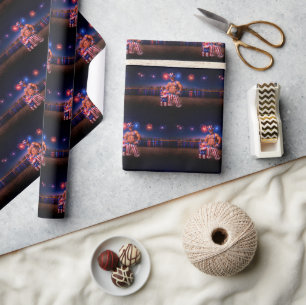 SlipperyJoe's viering van Vier Juli met onbedekt h Cadeaupapier