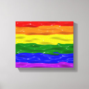 SlipperyJoe's vloeibare glans trots vlag rood oran Canvas Afdruk