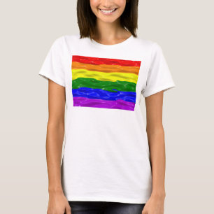 SlipperyJoe's vloeibare glans trots vlag rood oran T-shirt