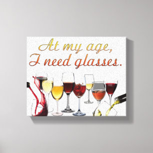 SlipperyJoe's wijn drinkglas ondeugende grap rood Canvas Afdruk