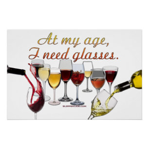 SlipperyJoe's wijn drinkglas ondeugende grap rood  Perfect Poster