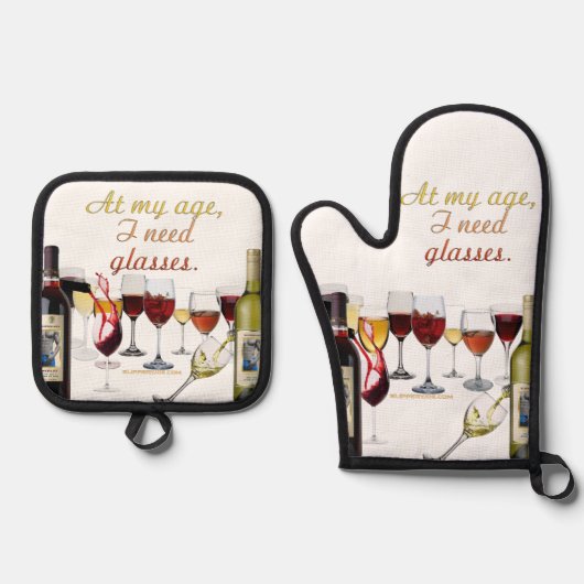 SlipperyJoe's wijnglazen gefermenteerde druiven wi Ovenwant & Pannenlap Set (Voorkant)