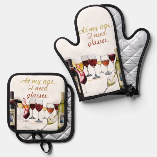 SlipperyJoe's wijnglazen gefermenteerde druiven wi Ovenwant & Pannenlap Set (Voorkant / Achterkant)