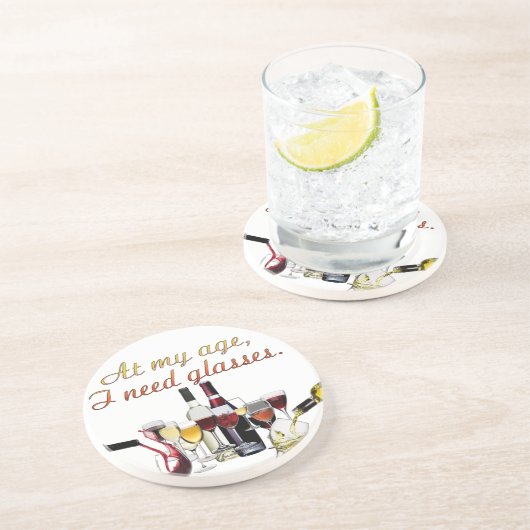 SlipperyJoe's wijnglazen gefermenteerde druiven wi Zandsteen Onderzetter (Zijkant)