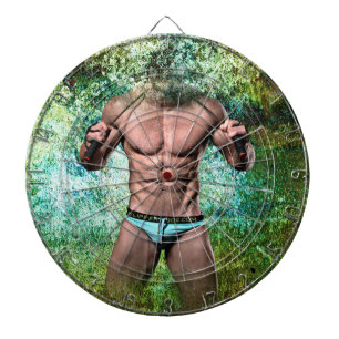 SlipperyJoe's witte gespierde sexy man speedo zwar Dartbord