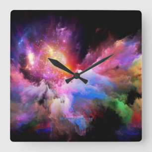 SlipperyJoe's wolkenkunstwerk abstract levendig su Vierkante Klok