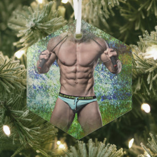 SlipperyJoe's zeer gespierde volwassen man zonder Glas Ornament