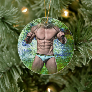 SlipperyJoe's zeer gespierde volwassen man zonder Keramisch Ornament