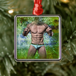SlipperyJoe's zeer gespierde volwassen man zonder Metalen Ornament