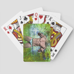 SlipperyJoe's zeer gespierde volwassen man zonder Pokerkaarten