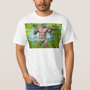 SlipperyJoe's zeer gespierde volwassen man zonder T-shirt