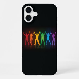 Slipperyjoe's zes staande silhouetten met opgeheve iPhone 16 plus hoesje
