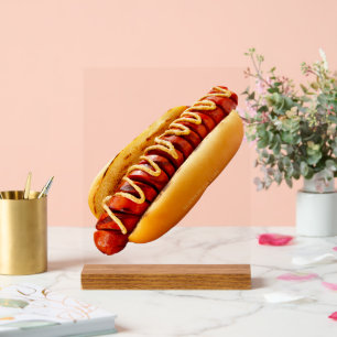 SlipperyJoe's zomerse BBQ-sfeer hotdog genesteld z Acryl Bord