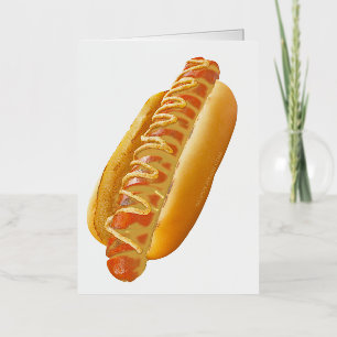 SlipperyJoe's zomerse BBQ-sfeer hotdog genesteld z Folie Wenskaart