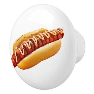 SlipperyJoe's zomerse BBQ-sfeer hotdog genesteld z Keramische Knop